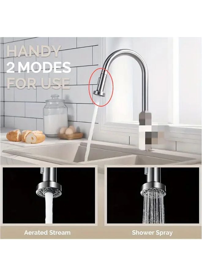 Matt Black Adjustable Pull Down Kitchen Faucet Sprayer Head 2 Function G1 2 Inch Replacement Nozzle - Image 3