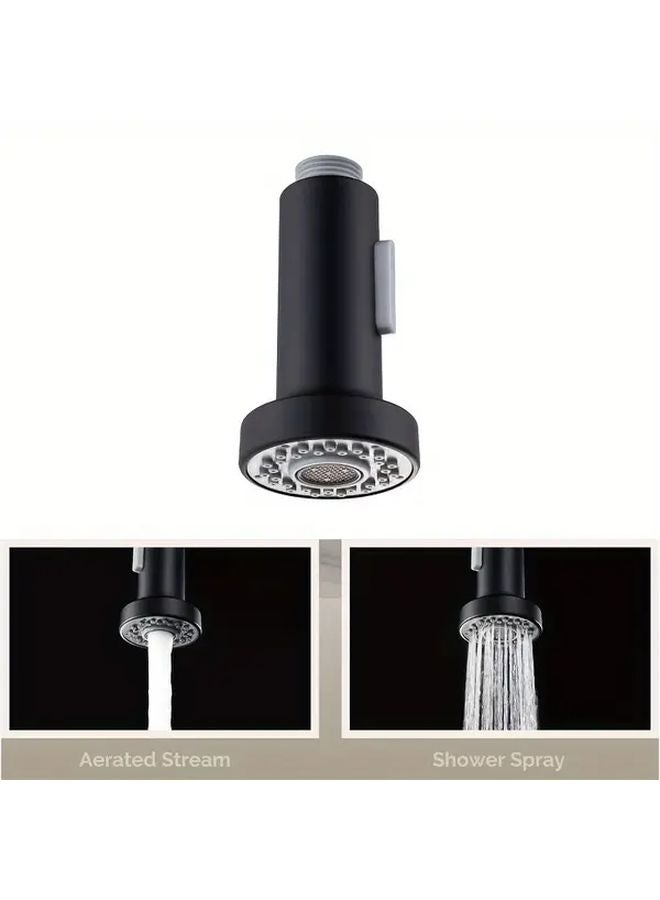 Matt Black Adjustable Pull Down Kitchen Faucet Sprayer Head 2 Function G1 2 Inch Replacement Nozzle - Image 1