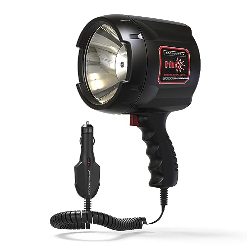 GOODSMANN Handheld Spotlight up to 2000 Lumen HID Spot Light with 12V DC Car Charger Trigger Activated Floodlight Camping Flashlight for Sailing Patrolling Fishing Hunting Hiking Road Trips - Image 1
