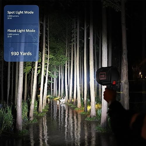 GOODSMANN Handheld Spotlight up to 2000 Lumen HID Spot Light with 12V DC Car Charger Trigger Activated Floodlight Camping Flashlight for Sailing Patrolling Fishing Hunting Hiking Road Trips - Image 3