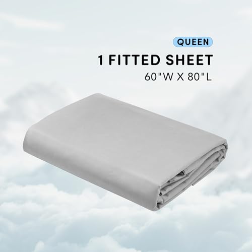 Comfort Spaces Coolmax Moisture Wicking Fitted Sheet ONLY Super Soft, Fade Resistant, All Elastic Deep Pocket Fits Up to 16" Mattress - Warm Weather Cooling Sheets for Night Sweats, Queen, Grey - Image 2