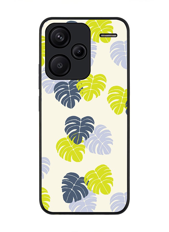 Stylizedd - Rugged Black Edge Case for Xiaomi Redmi Note 13 Pro Plus, Slim fit Case Flexible Anti Drop TPU Gel Thin Cover -  Island Leaves - Image 1