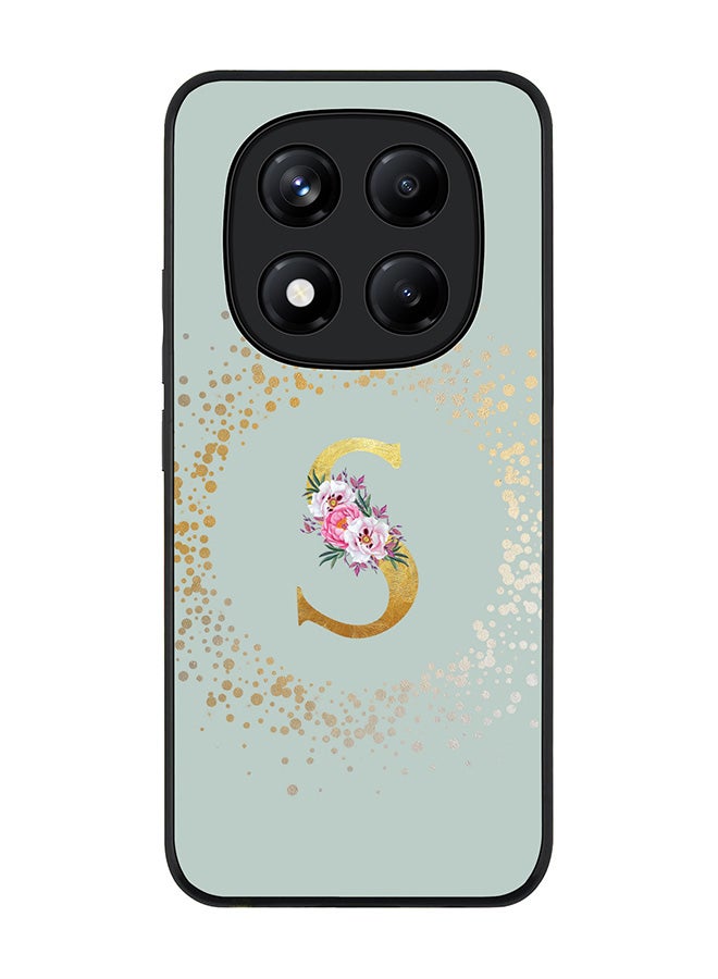 Stylizedd For Xiaomi Redmi Note 14 Pro 4G 4G Case,Slim fit Camera Protection, Shockproof Thin Phone cover  - Custom Monogram Floral - S  (Light Grey ) - Image 1