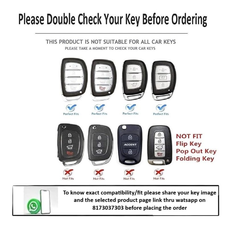 JVCV® Soft TPU Transparent Cover Compatible with Hyundai Alcazar Creta Venue i20 Tucson Elantra Car Button Smart Key. (with Keychain - Style B) - Image 2