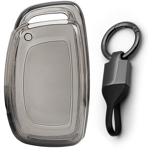 JVCV® Soft TPU Transparent Cover Compatible with Hyundai Alcazar Creta Venue i20 Tucson Elantra Car Button Smart Key. (with Keychain - Style B) - Image 1