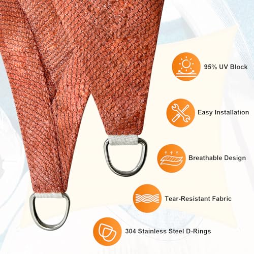 Artpuch 10'x13' Sun Shade Sails Canopy Rectangle Rust Red, 185GSM Shade Sail UV Block for Patio Garden Outdoor Facility and Activities - Image 3