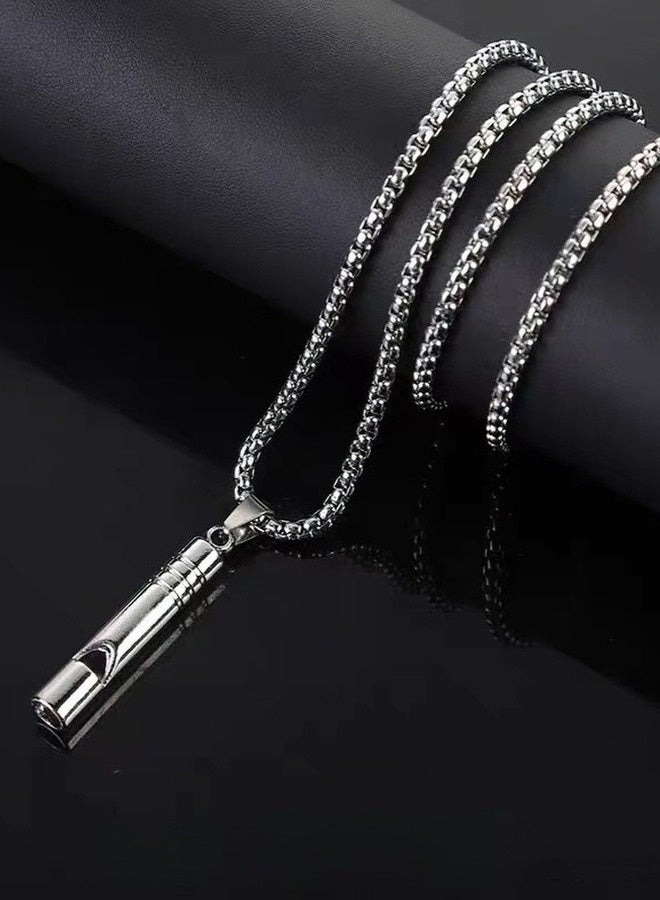 PORSTOO Stainless Steel Necklace For Men | Whistle Pendant Design | The Whistle Sound Can Serve As An Auxiliary Means Of Safety Guarantee | Allergen-proof And Durable | Eid Gift / Daily Wear (70cm, Steel Color) - Image 4
