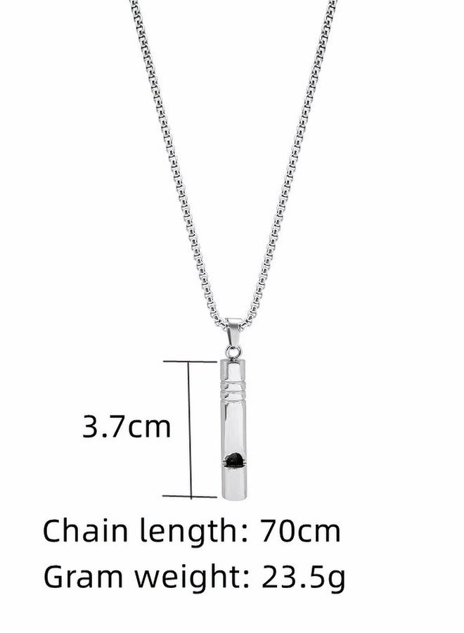 PORSTOO Stainless Steel Necklace For Men | Whistle Pendant Design | The Whistle Sound Can Serve As An Auxiliary Means Of Safety Guarantee | Allergen-proof And Durable | Eid Gift / Daily Wear (70cm, Steel Color) - Image 5