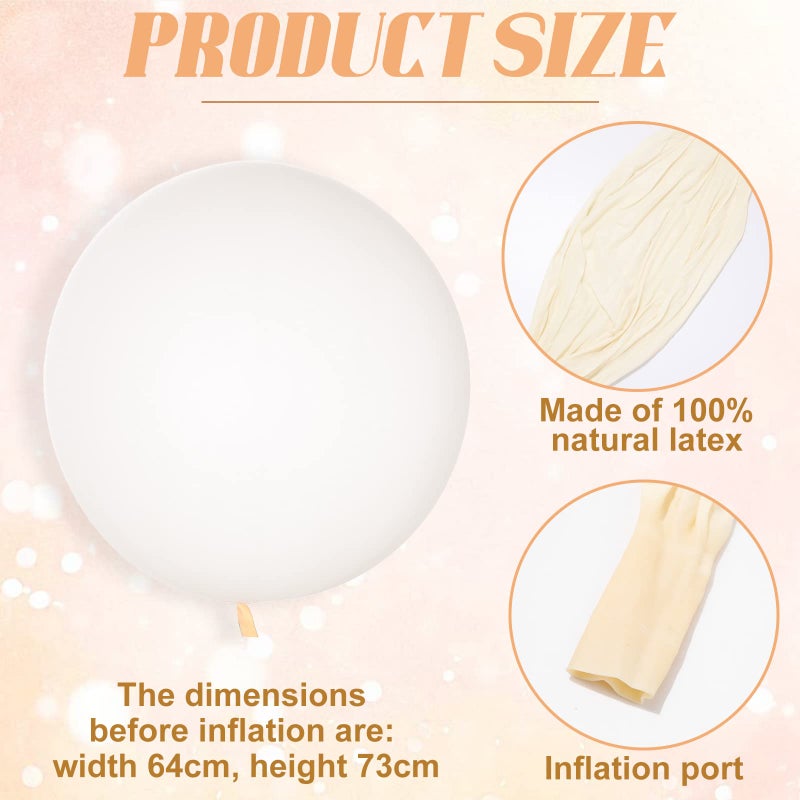 Leitee 2 Pcs 72 Inch Giant Balloons Round Latex Large Human Egg Jumbo Balloons Inflatable Air Decorations for Birthday Party Wedding Engagement(White) - Image 2