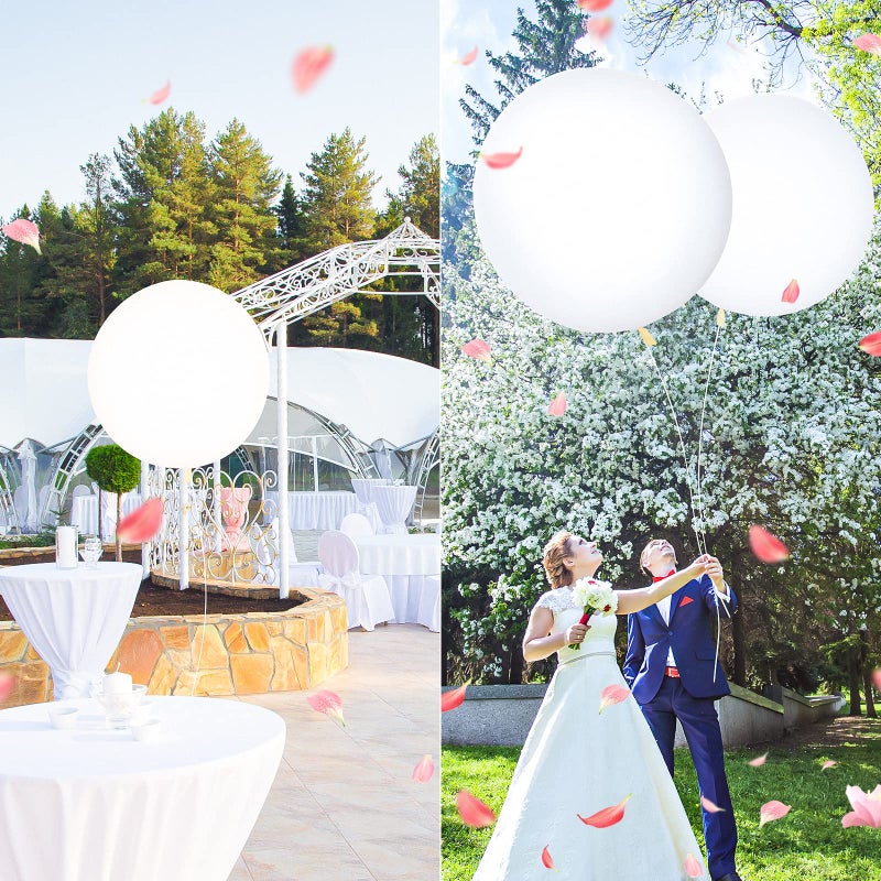 Leitee 2 Pcs 72 Inch Giant Balloons Round Latex Large Human Egg Jumbo Balloons Inflatable Air Decorations for Birthday Party Wedding Engagement(White) - Image 3