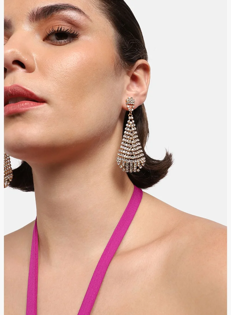 SOHI Gold Plated Party Designer Stone Drop Earring For Women