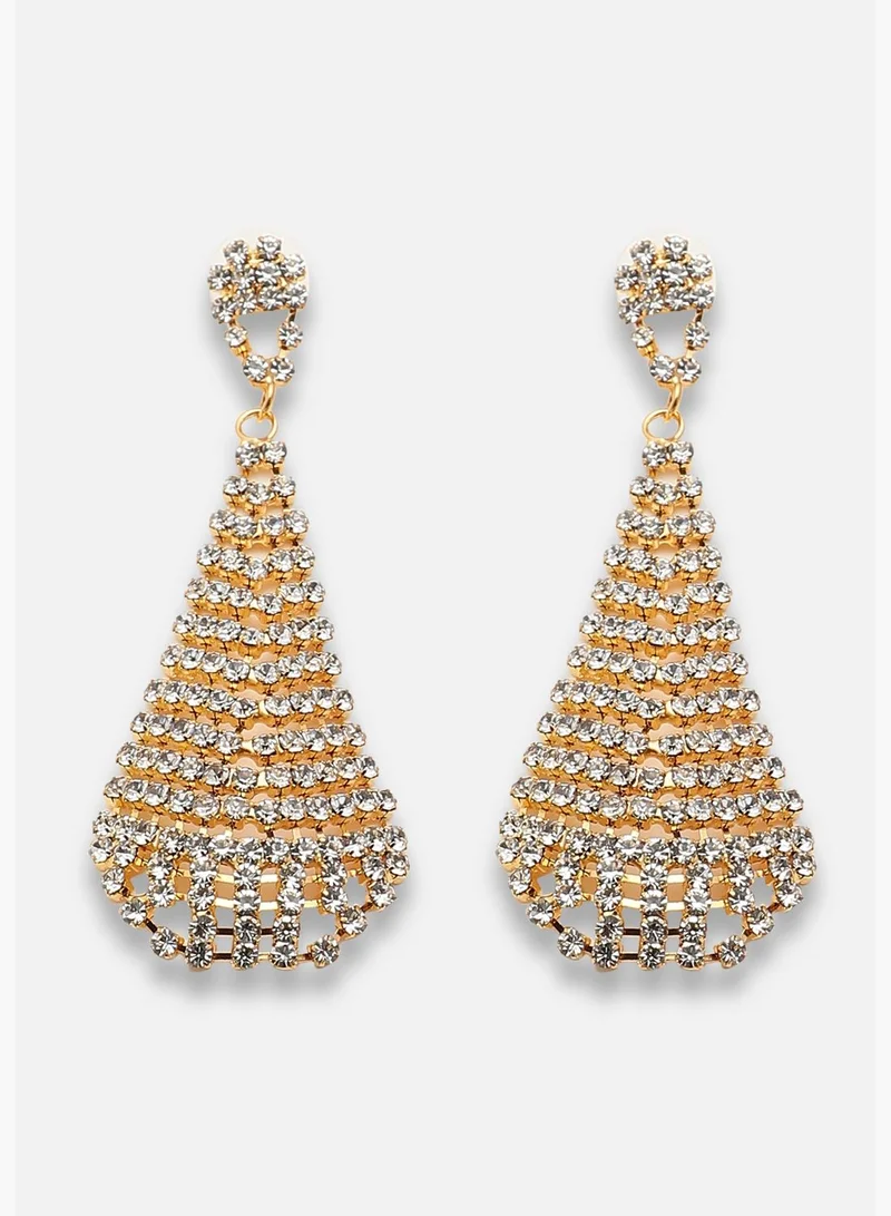 SOHI Gold Plated Party Designer Stone Drop Earring For Women