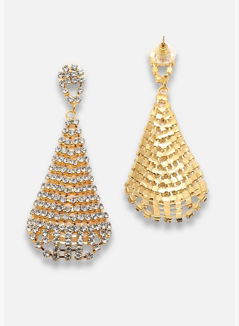 SOHI Gold Plated Party Designer Stone Drop Earring For Women