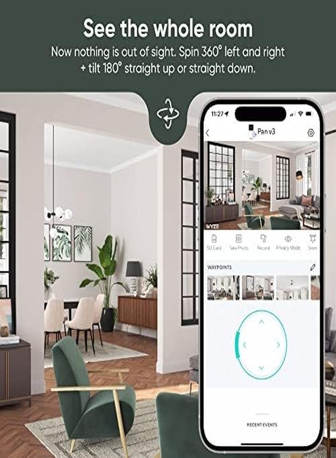 WYZE Cam Pan v3 Indoor/Outdoor IP65 1080P 360° Pan/Tilt/Zoom WiFi Smart Home Security Camera, Motion Tracking for Baby/Pet, Color Night Vision, Works with Alexa & Google, Free Expert Setup (Renewed) - Image 3