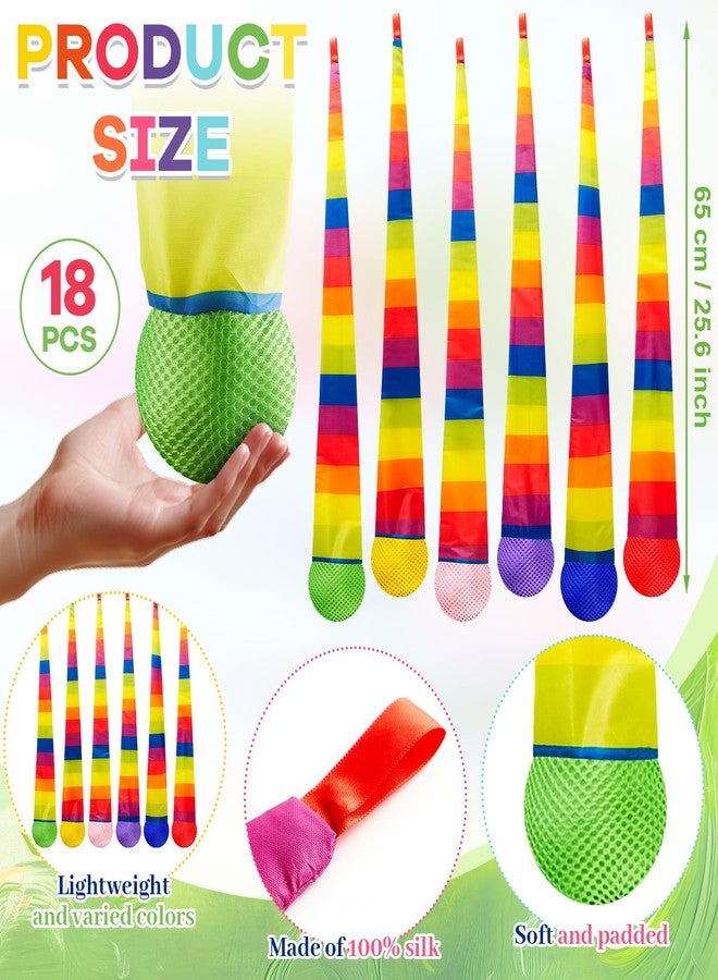 Conderyang 18 Pcs 26 Inch Throw and Catch Balls with Rainbow Tail Soft Sports Comet Balls Colorful Playground Toys Bulk for Kids Adults Physical Equipment for Indoor Outdoor School Classroom Beach Fun Games - Image 2