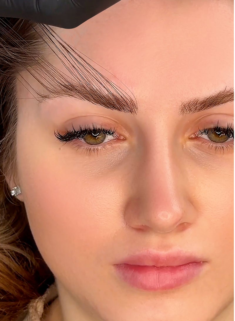 IOLITE طقم تمديدات الحواجب الفاخرة 3 صواني من حواجب المنك بأطوال مختلطة بني فاتح بني داكن أسود مع غراء ومزيل وملقط وشامبو للحواجب - Image 4