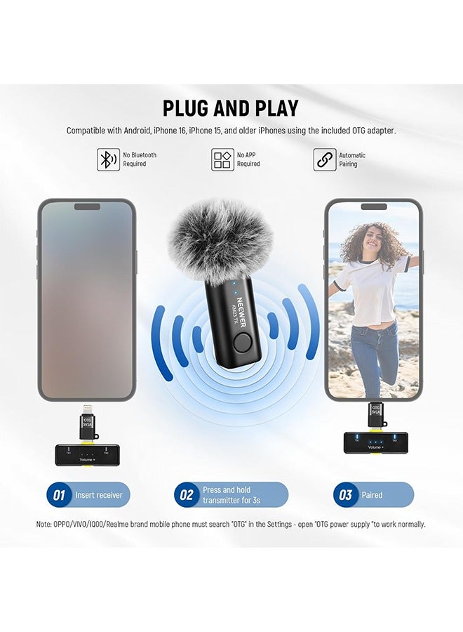 NEEWER Wireless Lavalier Microphone for iPhone Android Tablet PC Laptop 131ft/40m Range Noise Cancellation Omnidirectional Mic for Vlogging Live Streaming (1x RX + 2x TX) - Image 5