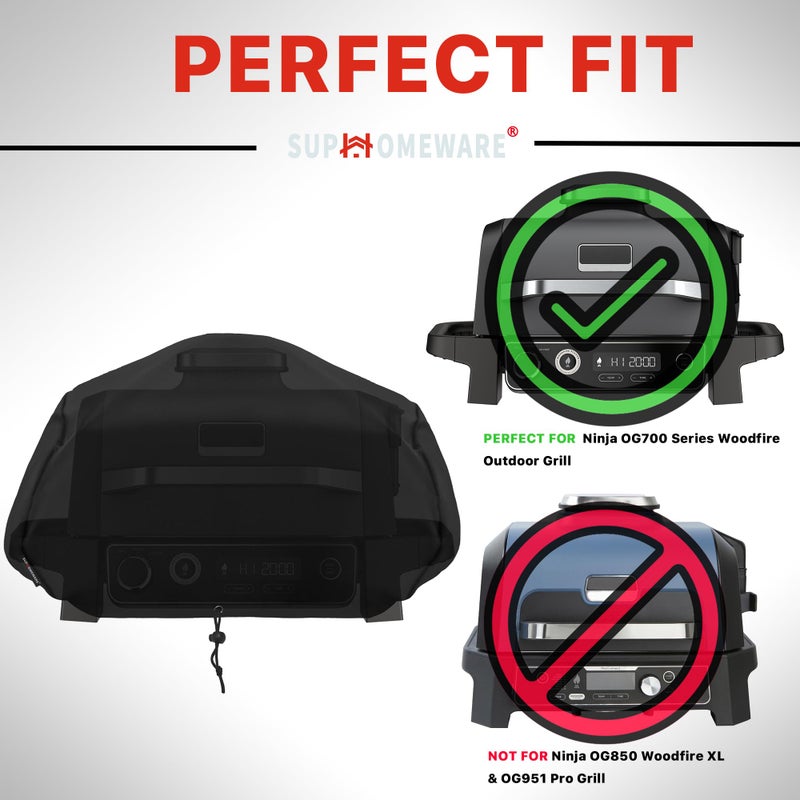 Suphomeware Grill Cover for Ninja OG700 Series Outdoor Grill, Heavy Duty Woodfire BBQ Grill Accessories, Waterproof Grill Cover Cpmpatible with Ninja Smoker Grill OG701 & OG751 Series,etc. - Image 2