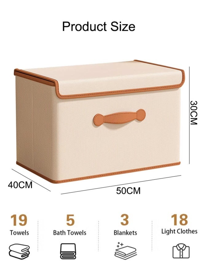 1/2/3 Pack Storage Bins with Lids, Collapsible Closet Organizer Container, Fabric Organizer Box with Handles, Decorative Storage Boxes with Lids for Organizing Clothes, Books, File - Image 2