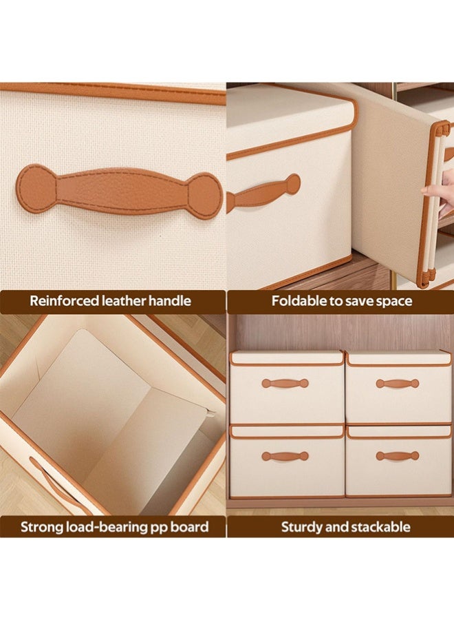 1/2/3 Pack Storage Bins with Lids, Collapsible Closet Organizer Container, Fabric Organizer Box with Handles, Decorative Storage Boxes with Lids for Organizing Clothes, Books, File - Image 5