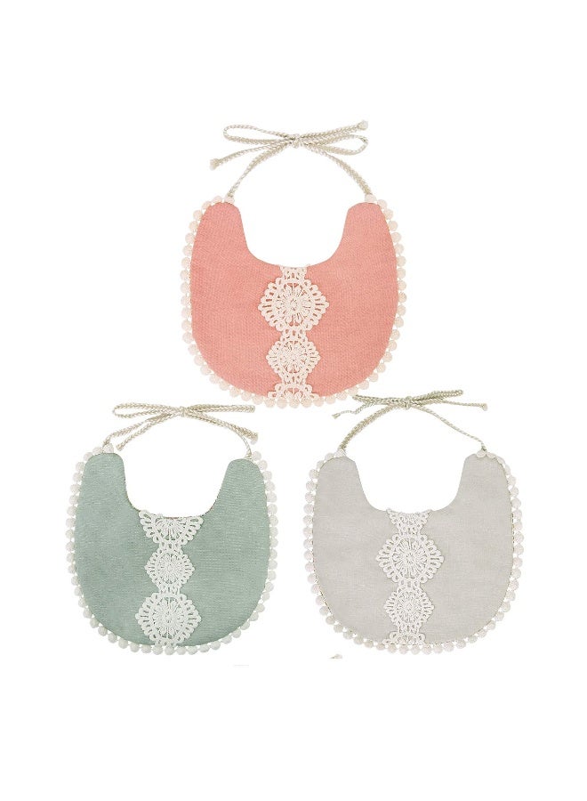 GZMM Baby Bib For Girls,Reversible Waterproof Handmade Natural Cotton Baby Drool Bib 0-12 months 3 Pack - Image 1