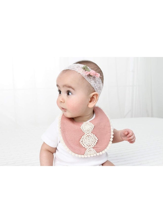 GZMM Baby Bib For Girls,Reversible Waterproof Handmade Natural Cotton Baby Drool Bib 0-12 months 3 Pack - Image 2
