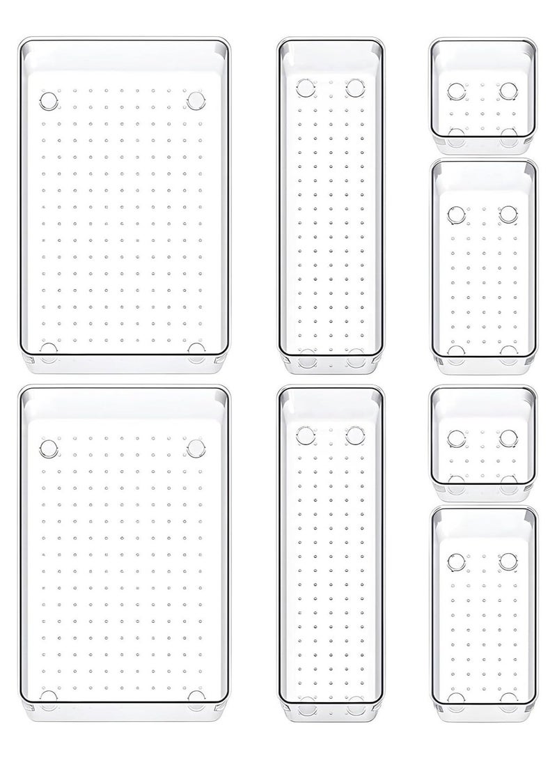 كيتشينو مجموعة منظم للأدراج من 8 قطع ، أربعة أحجام متعددة  ، صناديق تخزين للمكياج، وأواني المطبخ والمكاتب - Image 1