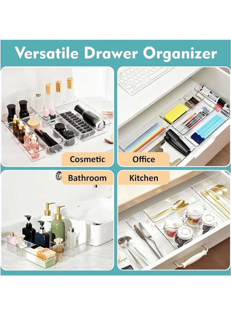 كيتشينو مجموعة منظم للأدراج من 8 قطع ، أربعة أحجام متعددة  ، صناديق تخزين للمكياج، وأواني المطبخ والمكاتب - Image 2
