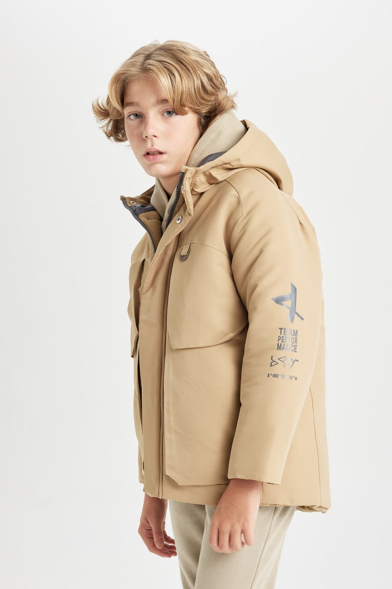 DeFacto Boy Waterproof Hooded Fleece Lined Jacket - Image 3