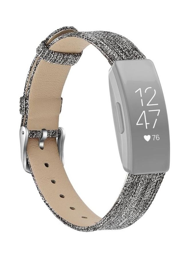 NIBEMINENT Canvas B Type Replacement Wrist Strap Watch Band For Fitbit Inspire/Inspire HR Black - Image 1