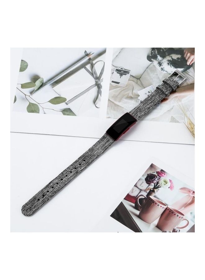 NIBEMINENT Canvas B Type Replacement Wrist Strap Watch Band For Fitbit Inspire/Inspire HR Black - Image 5