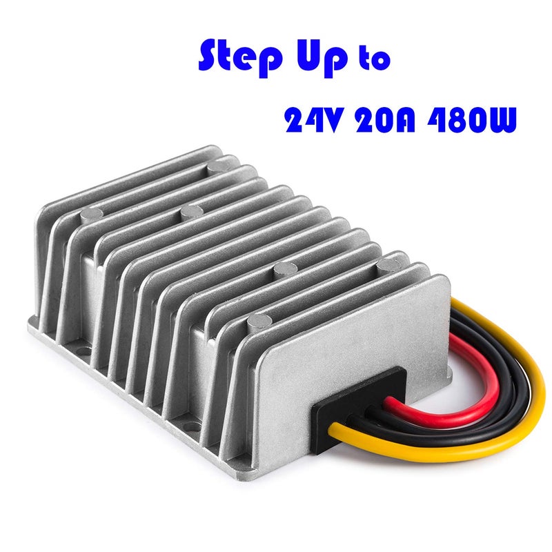MGGi محول DC/DC مقاوم للماء من 12V رفع إلى 24V، معزز 20A 480W منظم جهد، محول طاقة معزز للجهد، وحدة إمداد طاقة محول رفع للسيارة والشاحنة والمركبة والقارب - Image 2