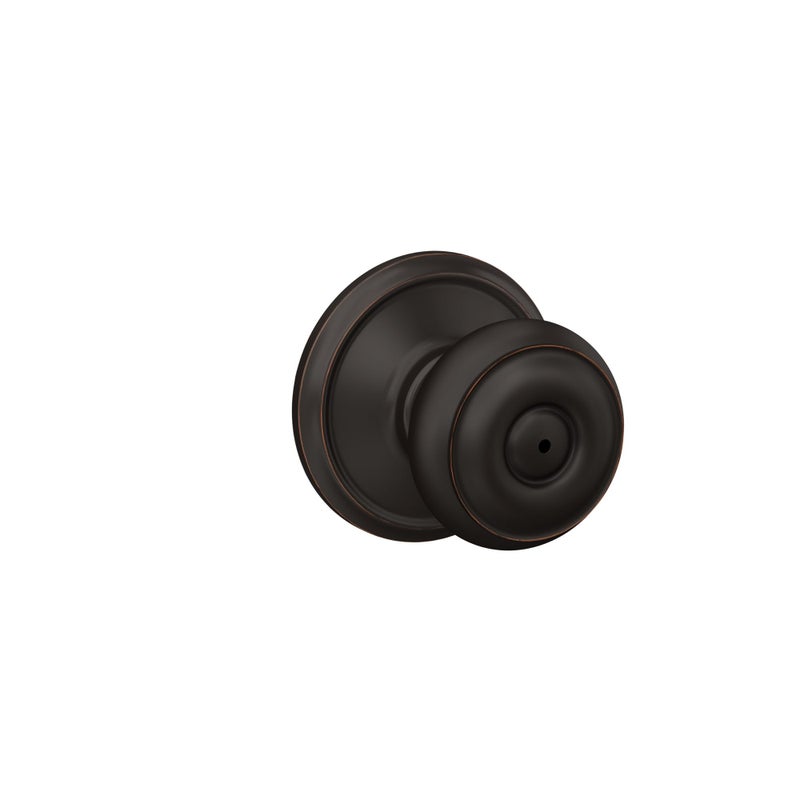 Schlage F40 GEO 716 Georgian Door Knob, Bed & Bath Privacy Lock, Aged Bronze - Image 2