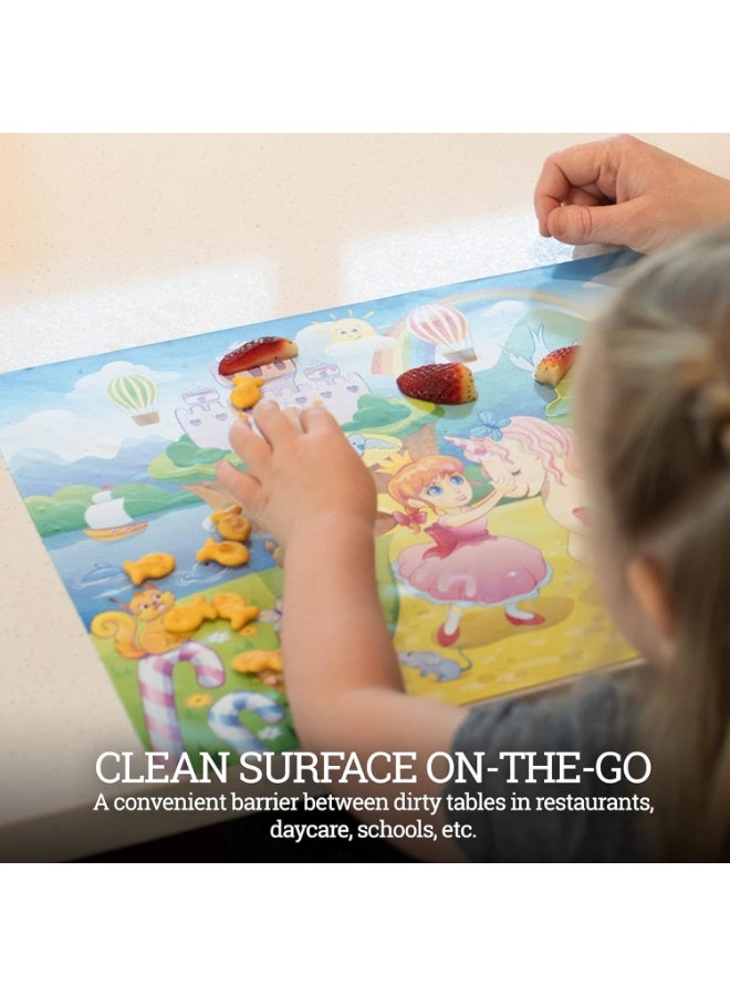 Klean Kids Klean Kids [2 Pack] Silicone Placemats for Toddlers (Mermaid and Princess) - Non Slip 2-Pack with Travel Bag - Princess & Mermaid - Baby Placemats That Stick to Table for Baby - Image 2