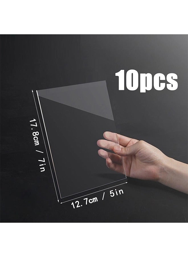 Peachjoy Acrylic Sheet, 10pcs Clear Perspex Sheet Plexiglass, 1mm Plastic Sheet for Painting Picture Frame Glass Replacement Square Panel Boards Display Cases Printing Craft DIY (7x5 Inch)  - Image 3