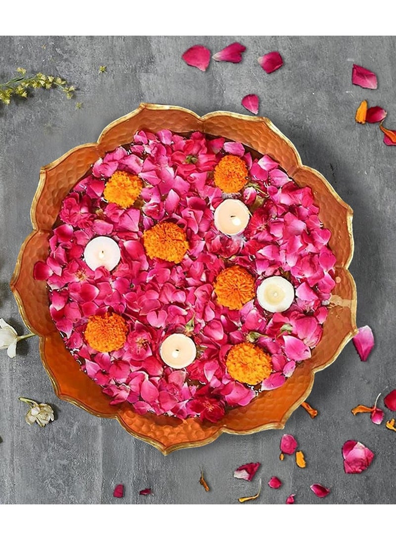 وعاء على شكل دائري من خشب الآس وود (عبوة من قطعة واحدة)، وعاء حامل شموع ديوالي، حامل شموع عيد الميلاد، ديكورات ديوالي، ديكور ديوالي، هدايا ديوالي (32 × 32 × 10 سم) - Image 2