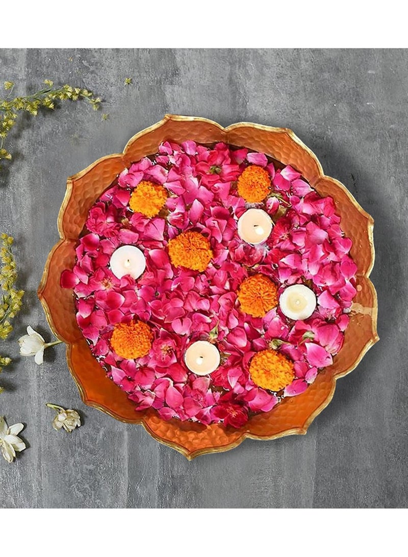 وعاء على شكل دائري من خشب الآس وود (عبوة من قطعة واحدة)، وعاء حامل شموع ديوالي، حامل شموع عيد الميلاد، ديكورات ديوالي، ديكور ديوالي، هدايا ديوالي (32 × 32 × 10 سم) - Image 4