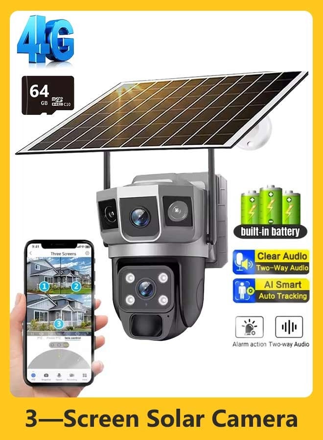 IqwiCam Solar Security Cameras with 64GB SD Card, 4G Solar Cameras, 360° PTZ Surveillance Camera with Dual Lens, Night Vision, 2-Way Audio, PIR Motion Detection, Humanoid Auto Tracking  - Image 1