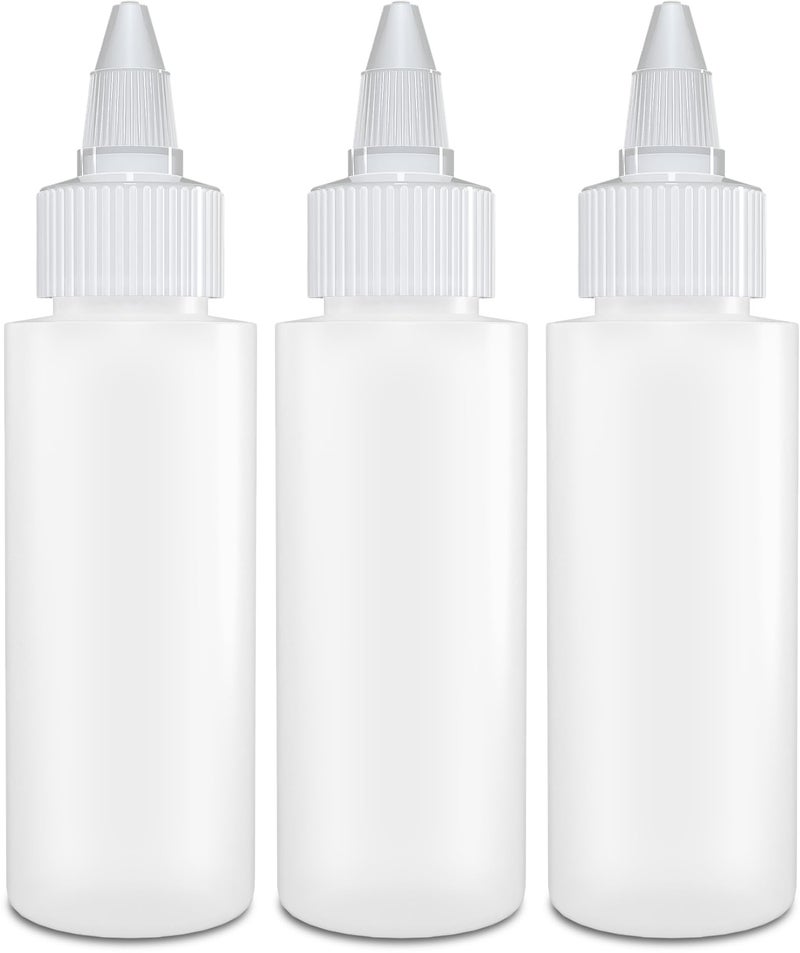 BRIGHTFROM Twist Top Applicator Bottles, Squeeze 2 OZ Empty Plastic Bottles, Refillable, Open/Close Nozzle - Multi Purpose (Pack of 3) - Image 1