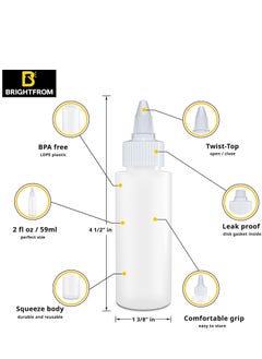 BRIGHTFROM BRIGHTFROM Twist Top Applicator Bottles, Squeeze 2 OZ Empty Plastic Bottles, Refillable, Open/Close Nozzle - Multi Purpose (Pack of 3)  - Image 2