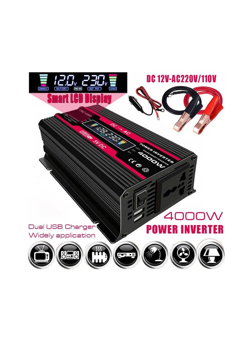 MUNTAQI محول الطاقة الشمسية للمركبات 4000 واط، محول موجة جيبية، 12 فولت إلى 230 فولت، لمراوح السيارات/محطات الهواء الطلق - Image 2