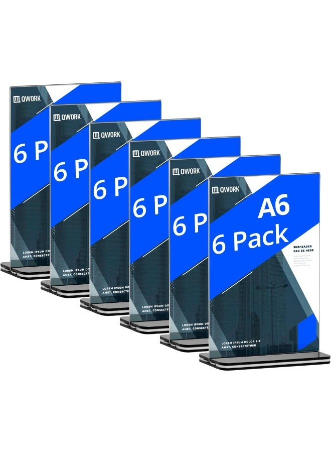 TPGP Pack of 6 A6 Acrylic Table Stands with Solid Base, Double-Sided Acrylic Display Stand for Office, Restaurant, Cafe, Shop, Wedding - Image 1