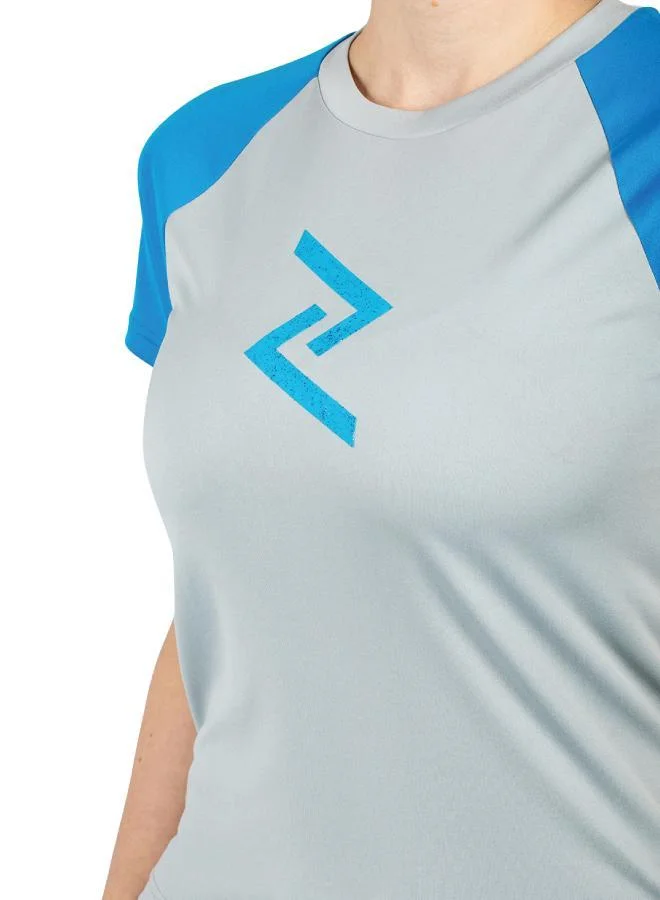 Zaecy Cloudy Gray-Happy Blue Women's Raglan Sleeve Top for Women | Best Price UAE