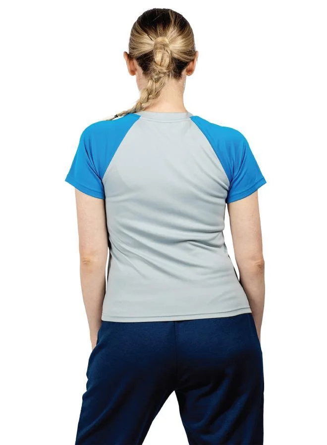 Zaecy Cloudy Gray-Happy Blue Women's Raglan Sleeve Top for Women | Best Price UAE