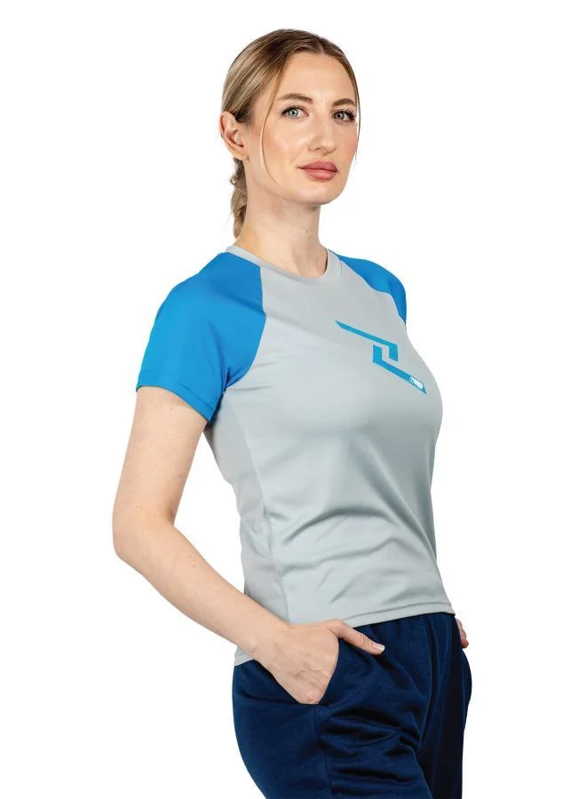 Zaecy Cloudy Gray-Happy Blue Women's Raglan Sleeve Top for Women | Best Price UAE