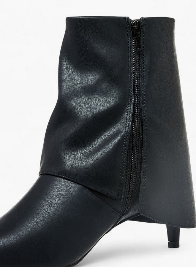 Celeste Women's Solid Ankle Boots with Zip Closure and Kitten Heels - Image 4