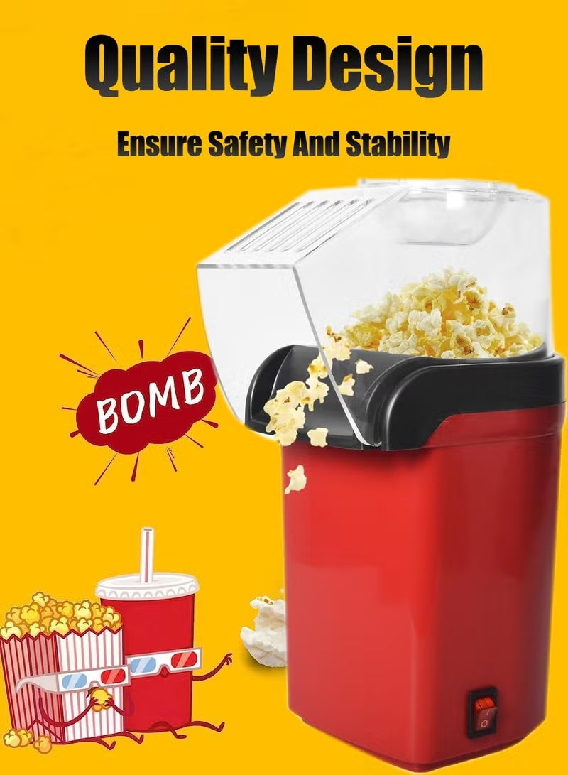 Aijmil آلة صنع الفشار بالهواء الساخن 1200 واط، سريعة لتحضير طعام صحي في 2-3 دقائق، 1.8 لتر، 1200 واط، JYDQ-01H، أحمر - Image 2