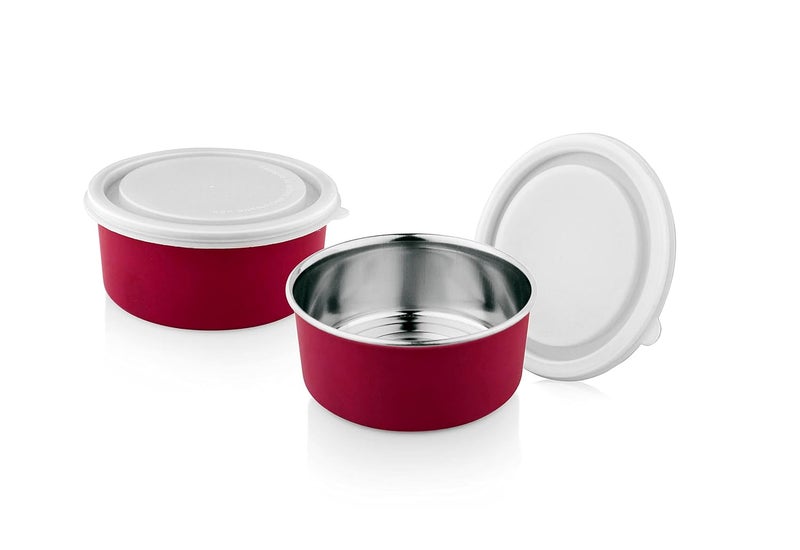 SEGOVIA Stainless Steel Airtight Containers for Storage with Transparent Lid Microwave Safe Containers Leakproof Container for Kitchen Storage 400 ML Pack of 2 - Image 1