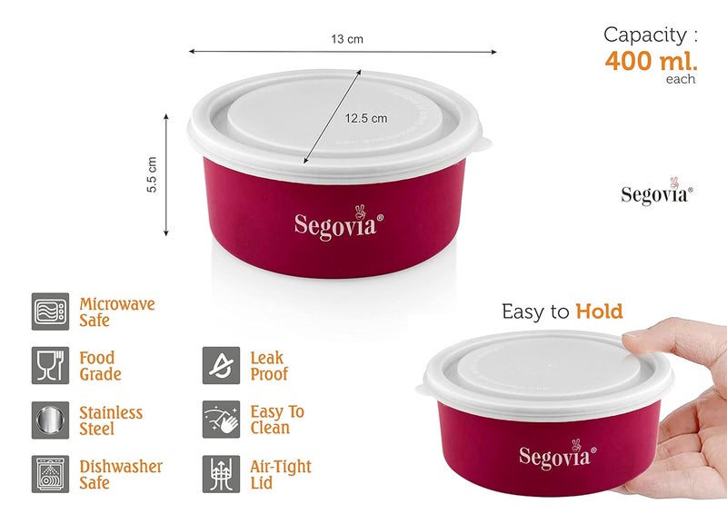 SEGOVIA Stainless Steel Airtight Containers for Storage with Transparent Lid Microwave Safe Containers Leakproof Container for Kitchen Storage 400 ML Pack of 2 - Image 5