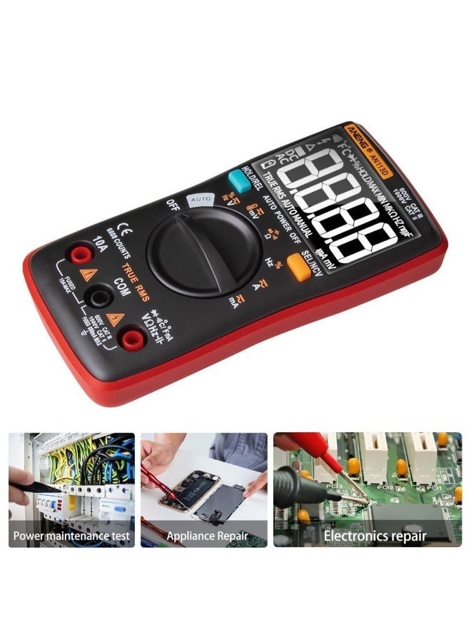 NIBEMINENT Automatic Range True RMS Digital Multimeter Clamp Meter Red/Black 13.06 x 6.54 2.89cm - Image 2